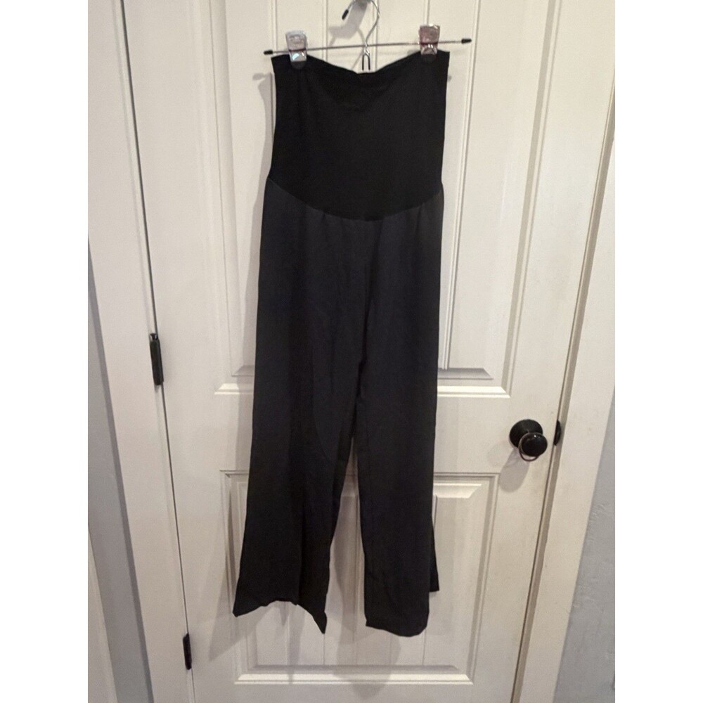 Oh Baby Motherhood Maternity Pants M Black Wide Leg Secret Fit Belly NWOT